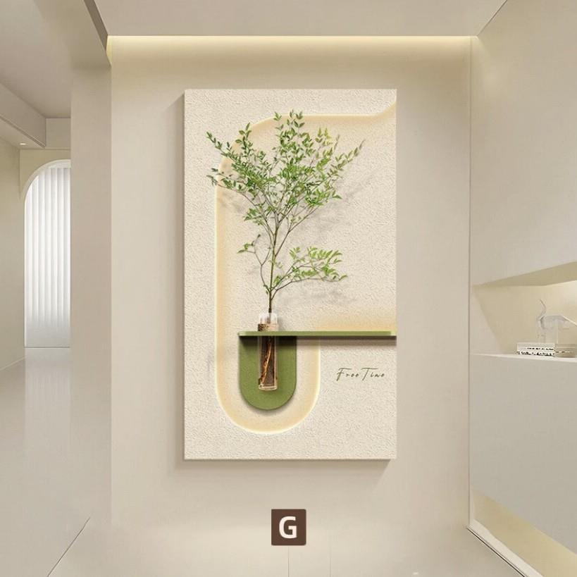 现代纯白奶油风抽象艺术水培植物入户玄关客厅砂岩装饰画挂画