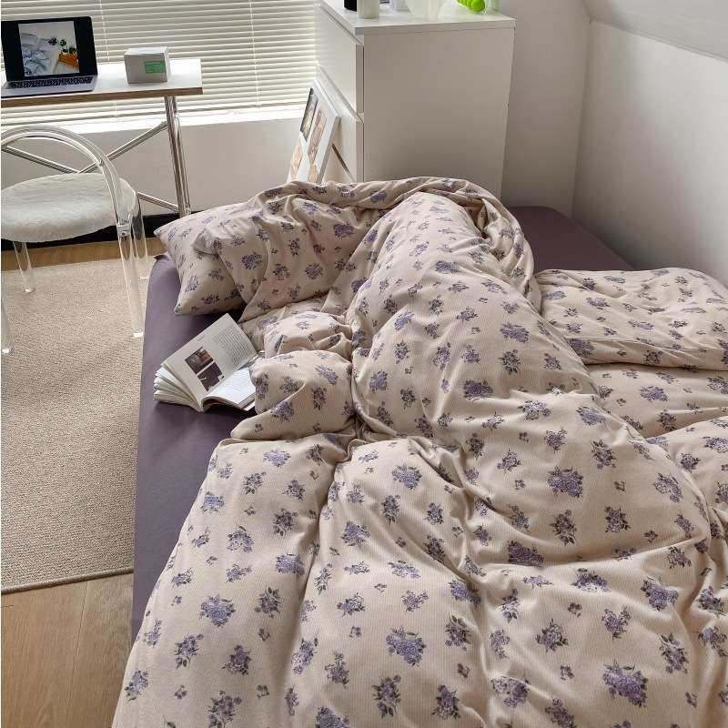 韩式软软的紫色小碎花纯棉四件套天竺棉针织少女被套床单三4件套,3C数码配件,其它配件,淘宝优惠券,粉丝福利购,淘宝优惠卷