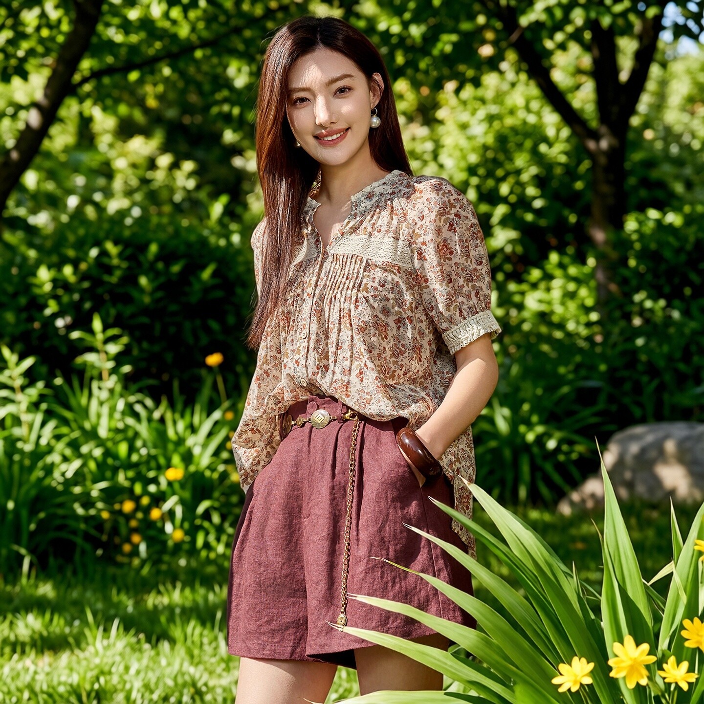 芭依璐森系设计感碎花小众花边