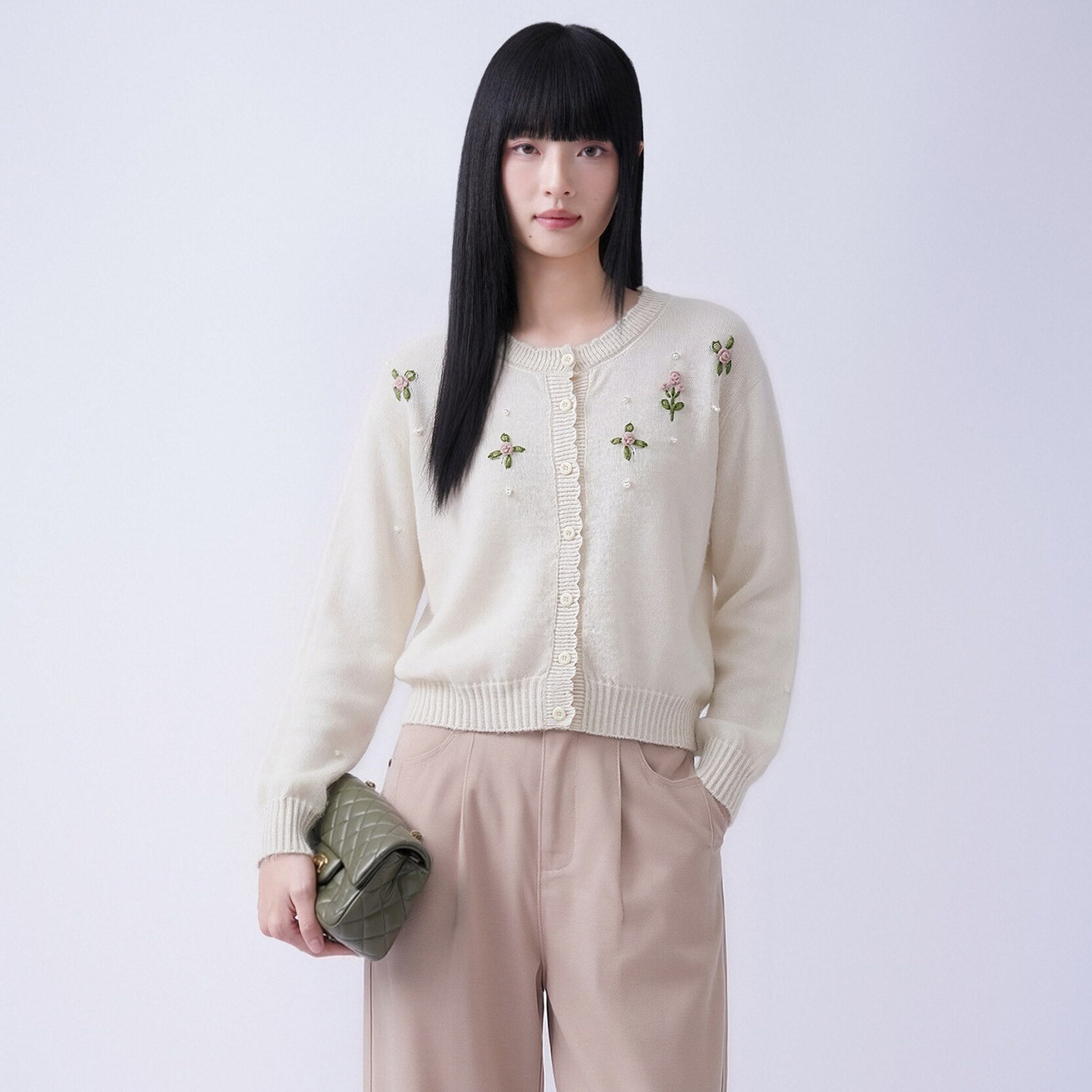 芭依璐秋装羊毛衫显瘦针织开衫女