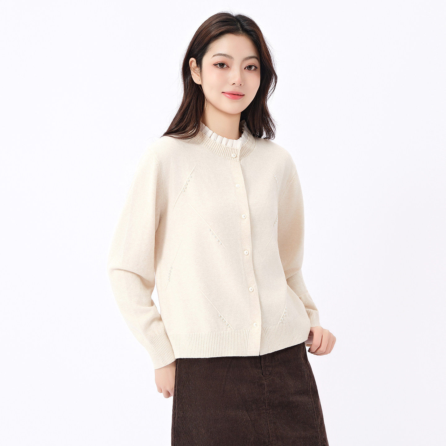 芭依璐毛衣女2026春装新款蕾丝半高领纯色简约高级感女打底衫上衣,女装/女士精品,毛衣,淘宝优惠券,粉丝福利购,淘宝优惠卷