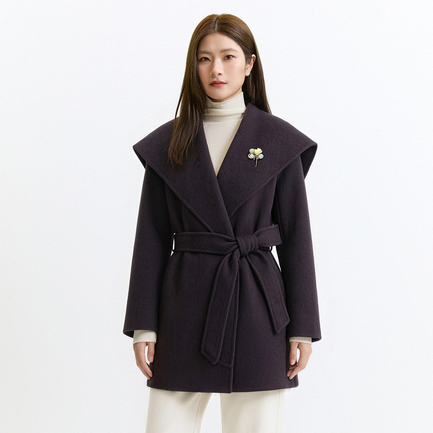 芭依璐冬季双面呢羊毛大衣女