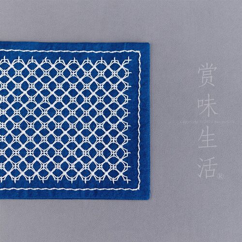 刺子绣茶席材料包紫阳花刺纹 茶垫刺绣手工diy初学新手自绣材料包