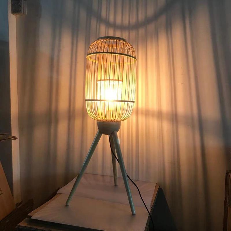 竹编吊灯中式竹艺灯笼竹灯日式餐厅双层竹签灯笼装饰落地灯台灯