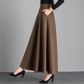 半身裙春秋新款 显瘦A字长裙大摆冬裙咖色气质高腰垂感裙子半裙女