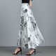 白色印花雪纺半身裙高腰显瘦大码 夏季 新款 a字女裙子大摆跳舞长裙