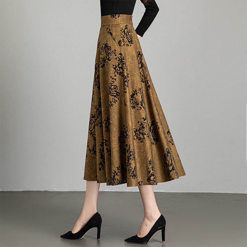 秋冬新款气质高腰半身裙女印花a字裙百搭中年大码舞裙大摆裙伞裙,女装/女士精品,半身裙,淘宝优惠券,粉丝福利购,淘宝优惠卷