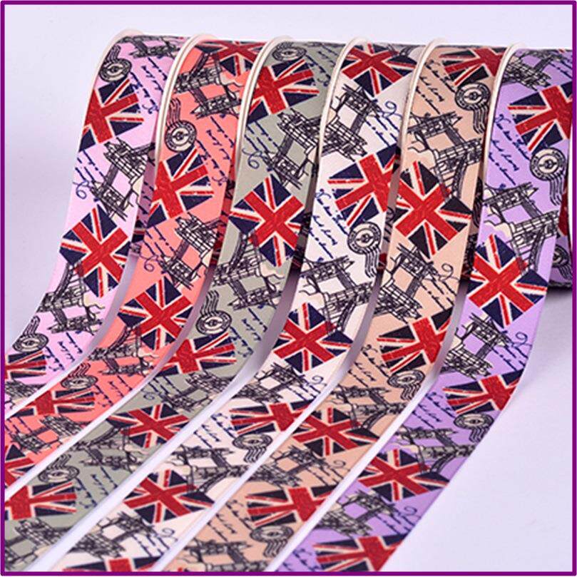 LX104丝带6色25mm复古风尚米字旗缎带 热转印反面印刷姚明丝带