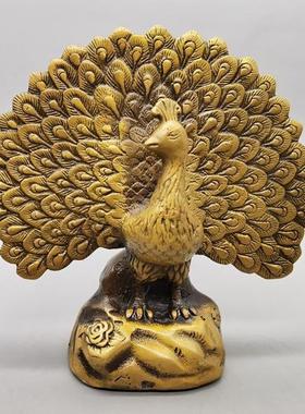 仿古做旧黄铜孔雀开屏家居摆件铜孔雀动物客厅摆设