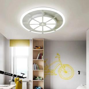 卡通地中海风格 灯舵吸顶灯儿童房吸顶灯男孩船舵足球卧室灯蓝色