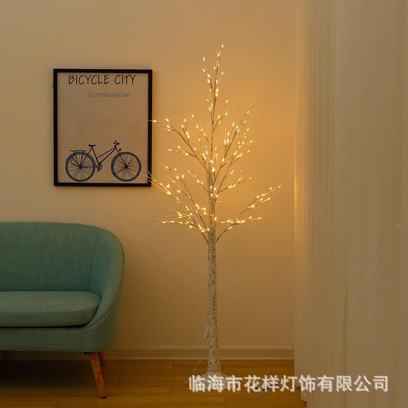 LED彩灯仿真白桦树发光圣诞树灯直播背景装饰婚庆节日布置景观灯