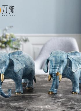 黄铜大象摆件开业乔迁礼品水象摆件办公室客厅博古架中式工艺品