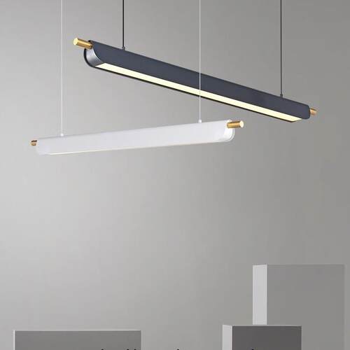 一字长条灯现代简约办公吊灯后现代餐桌吊灯茶台灯吧台商用吊线灯