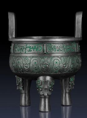 纯黄铜克鼎摆件办公室招财铜鼎客厅装饰青铜器摆件家用纯铜鼎香炉