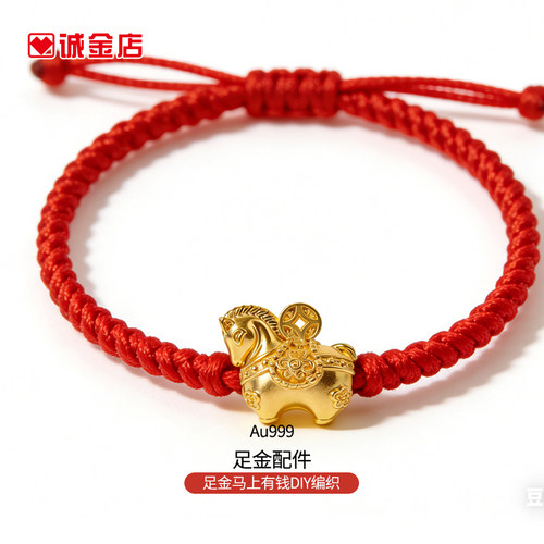 诚金店“马上有钱”DIY编织手链日常出行穿戴马年财运