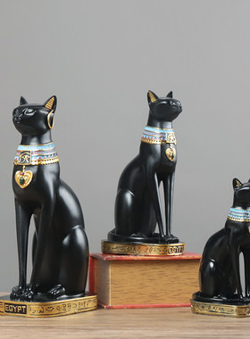 欧式创意树脂埃及猫摆件猫神贝斯特客厅书房办公室书桌装饰摆设