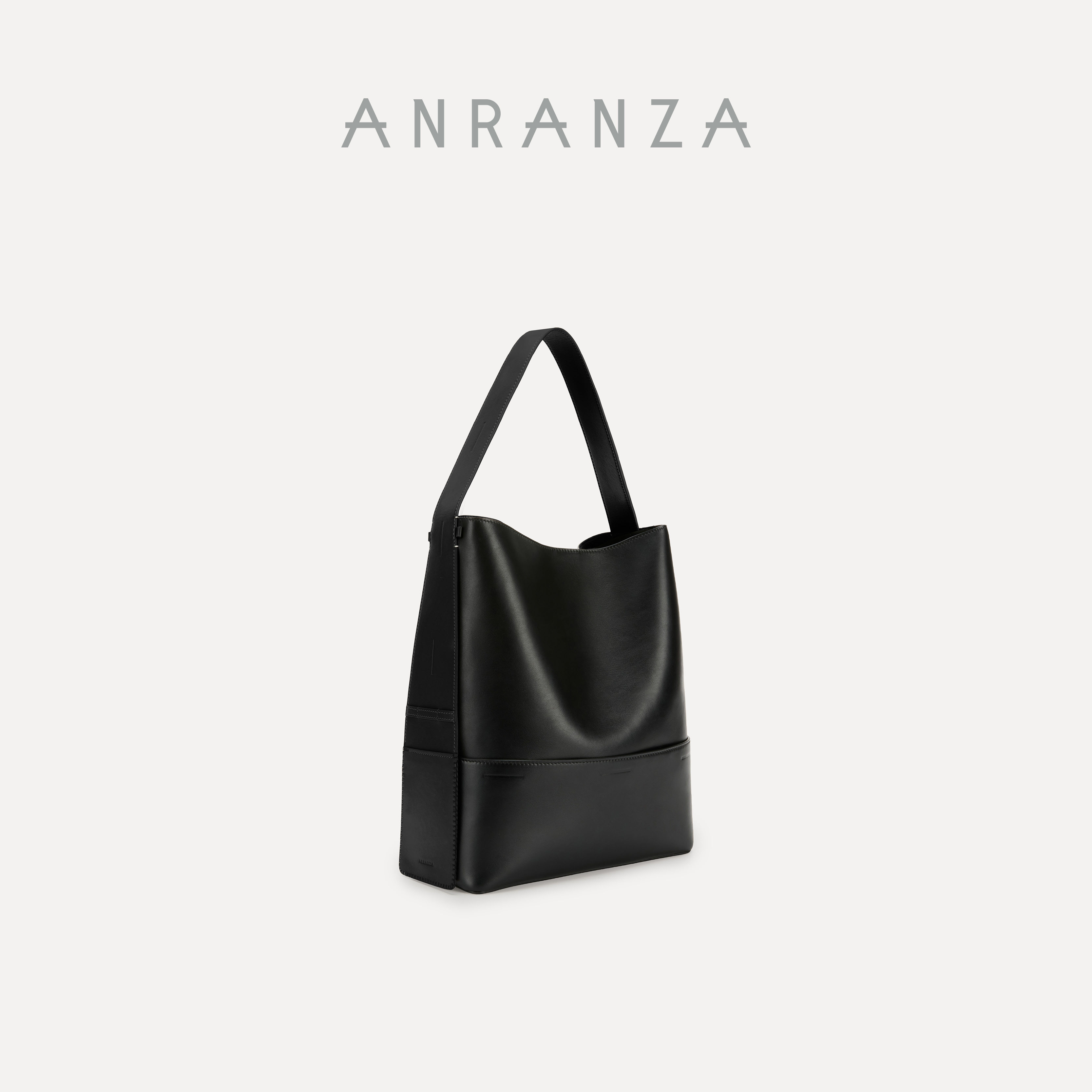ANRANZA尘光头层牛皮手提通勤竖托特极简大容量单肩斜挎女包