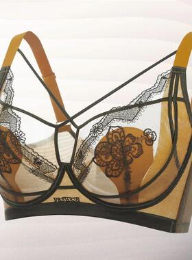 蓝色霏儿【纯欲宠儿】超薄刺绣 调整聚拢大胸显小性感水晶杯2509