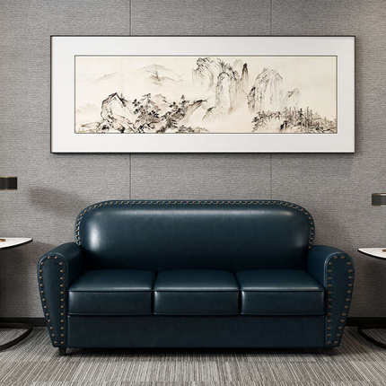 组合排接待沙发商用办公室黑色直人单双休闲三人会客休息区小户型