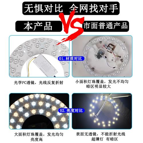 新升级LED灯芯护眼吸顶灯替换灯片圆形灯条卧室灯维修配件三色光