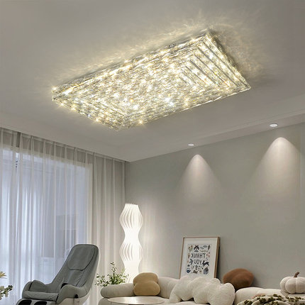 水晶客厅吸顶灯方形卧室灯2023年新款北欧后灯具