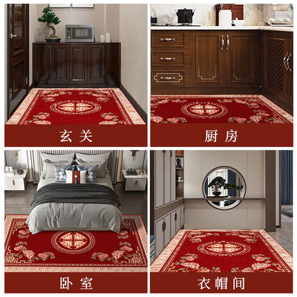 入户门地垫进门门口家用脚垫新中式门垫别墅大门地毯红色垫子防滑