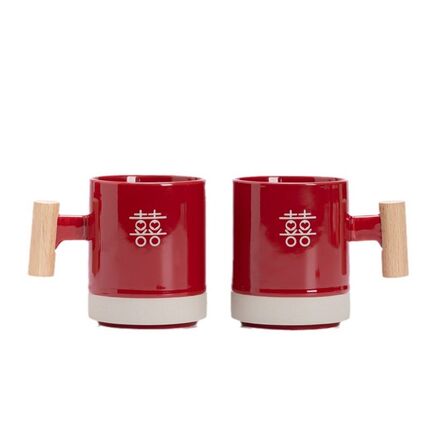 结婚洗漱杯一对漱口杯套装新人红色牙刷陶瓷新婚情侣陪嫁