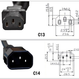 C13品字一拖三电源延长线 母分叉电脑机箱配接电源转接线C14