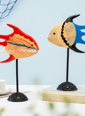 海洋风格木质摆件桌面摆设样板房软装电视柜摆台装饰品