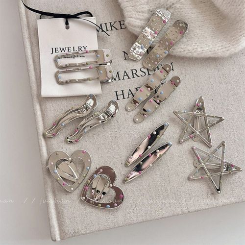 甜彩少女!滴油彩豆金属发夹!夏日辣妹y2k水滴鸭嘴夹女前额边夹