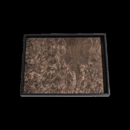 莫奈家居侘寂风创意黑胡桃木皮革托盘样板间家居衣帽间首饰收纳盘