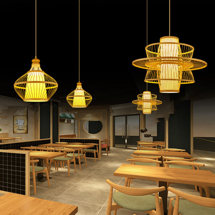 新中式竹编灯笼吊灯创意日式餐厅茶室民宿灯罩个性榻榻米竹艺灯具