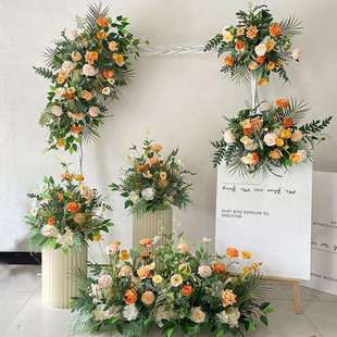 秋冬婚礼庆堂花排现场布置装饰花路引花排迎宾牌挂花