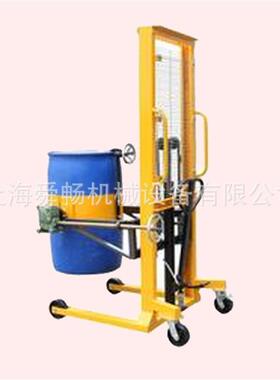 上海鹰嘴抱箍式手动圆桶升降叉车 旋转式油桶放料车 圆桶手拉车