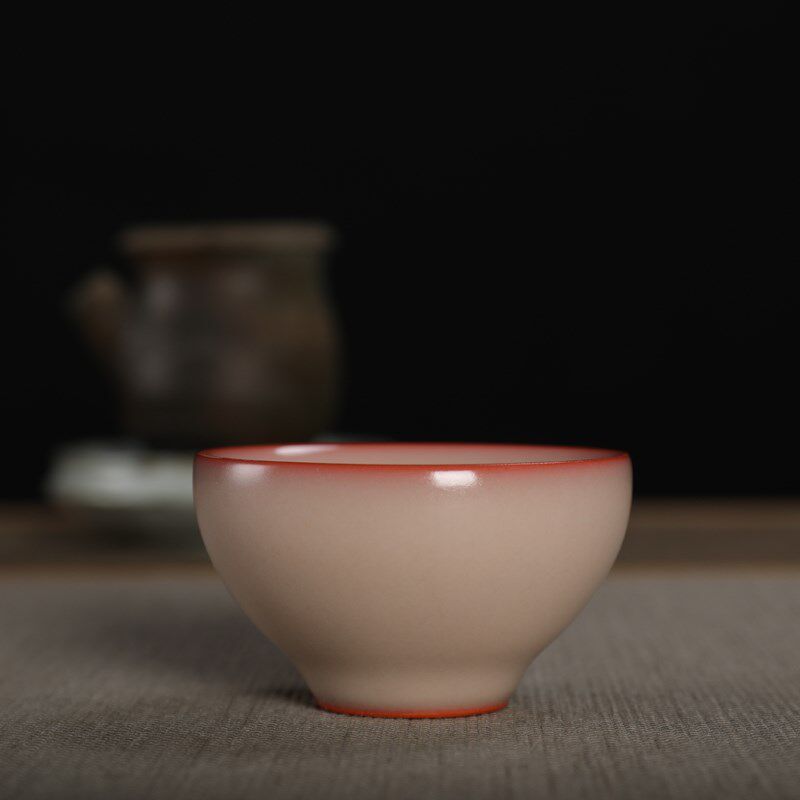 龙泉哥窑青瓷猪油冻 茶杯叶金炼手工茶具红土知青 陶瓷主人杯大号