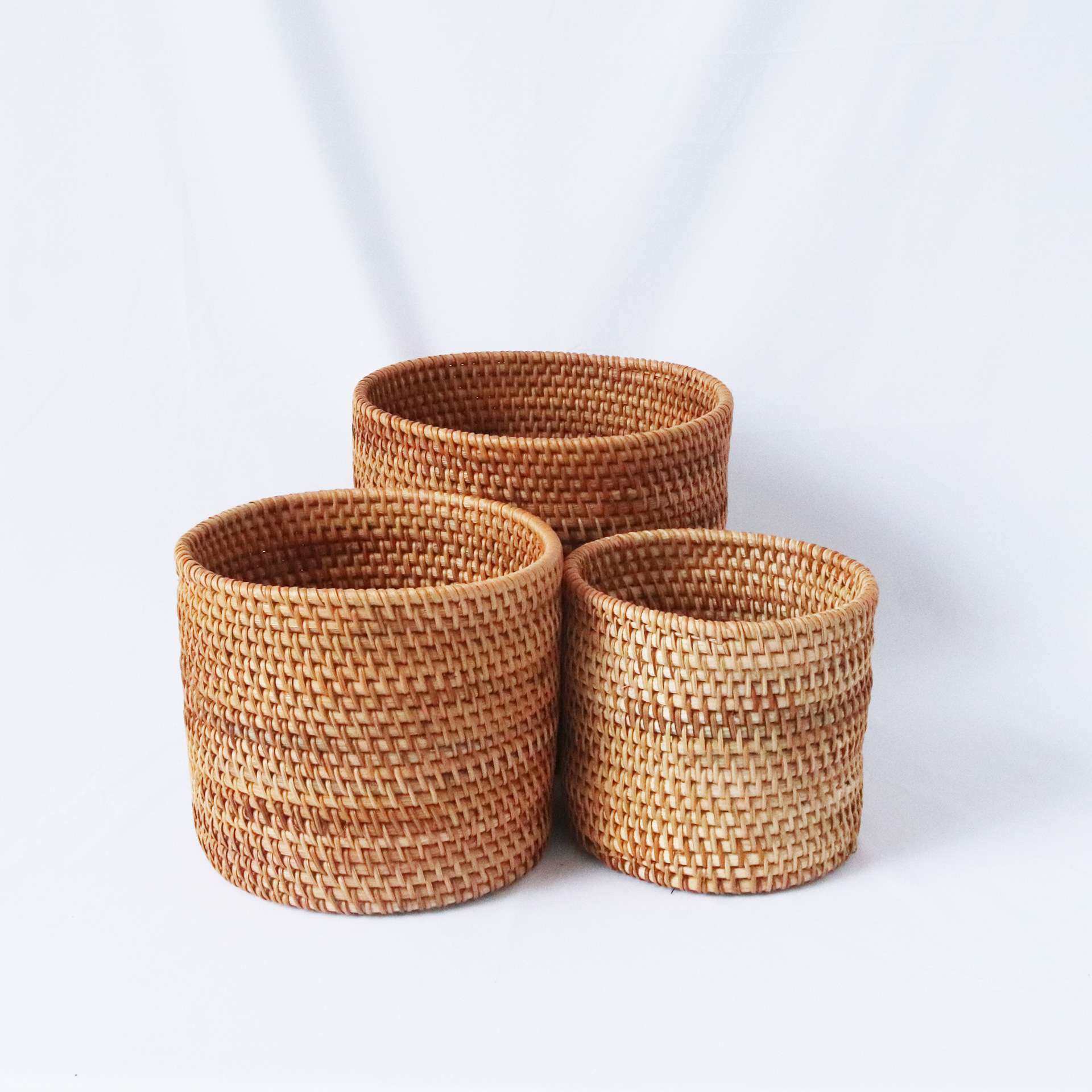 藤编圆形收纳桶三件套越南编织收纳筐藤编收纳,3C数码配件,其它配件,淘宝优惠券,粉丝福利购,淘宝优惠卷