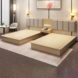 酒店家具标间全套宾馆床家具简约现代双人床公寓民宿出租房专用床