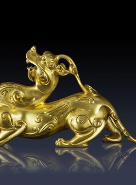 纯黄铜貔貅摆件大号办公室招财貔貅工艺品家居客厅装饰铜貔貅摆件