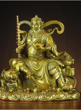 全黄铜武财神赵公明虎财神神像骑虎财神供奉摆件大号赵元帅