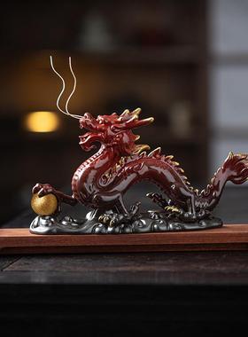 新款龙年吉祥物招财龙摆件家居室内玄关陶瓷礼品龙年摆件送礼