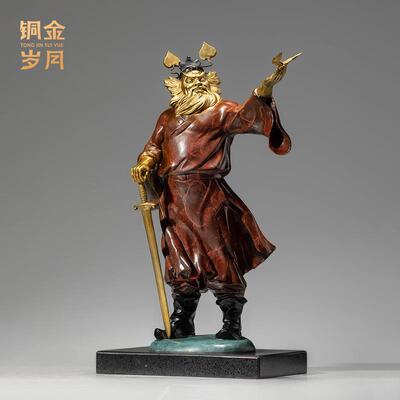 铜金岁月天官赐福钟馗铜摆件客厅钟馗神像铜雕塑家用祈祷求福摆件