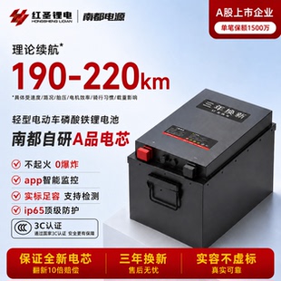 南都红圣磷酸铁锂电池72V80AH大容量三轮电动摩托车外卖长续航