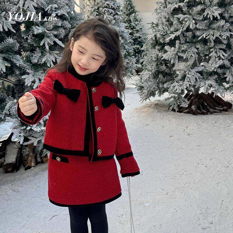 2026新款女童小香风套装冬季本命年洋气夹棉女孩拜年服红色儿,童装/婴儿装/亲子装,儿童运动套装,淘宝优惠券,粉丝福利购,淘宝优惠卷