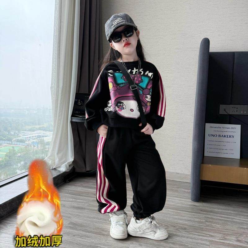 2026新款女童冬季韩版加绒加厚拉条卫衣卫裤两件套中大童休闲,童装/婴儿装/亲子装,儿童运动套装,淘宝优惠券,粉丝福利购,淘宝优惠卷