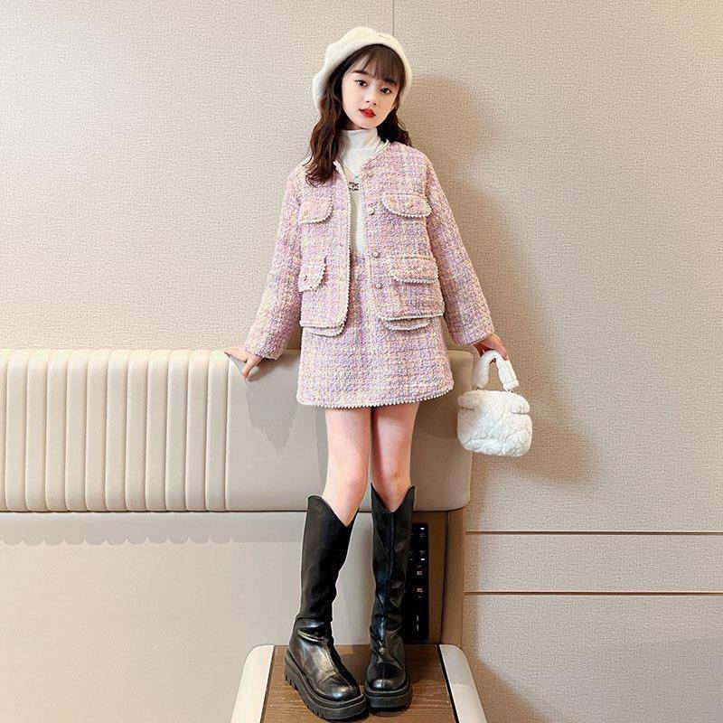 2026新款冬季童装女童小香风套装洋气中大童加厚外套裙子两件,童装/婴儿装/亲子装,儿童运动套装,淘宝优惠券,粉丝福利购,淘宝优惠卷