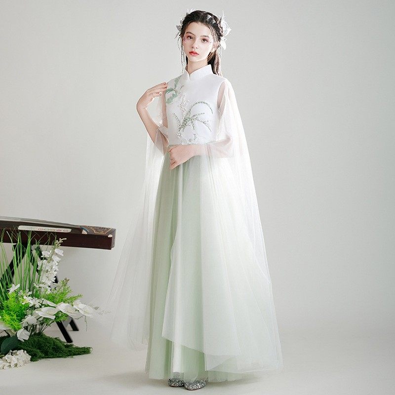 2026新款长袖古筝服秋冬中国风复古连衣裙舞蹈演出烟青色儿童,童装/婴儿装/亲子装,汉服,淘宝优惠券,粉丝福利购,淘宝优惠卷