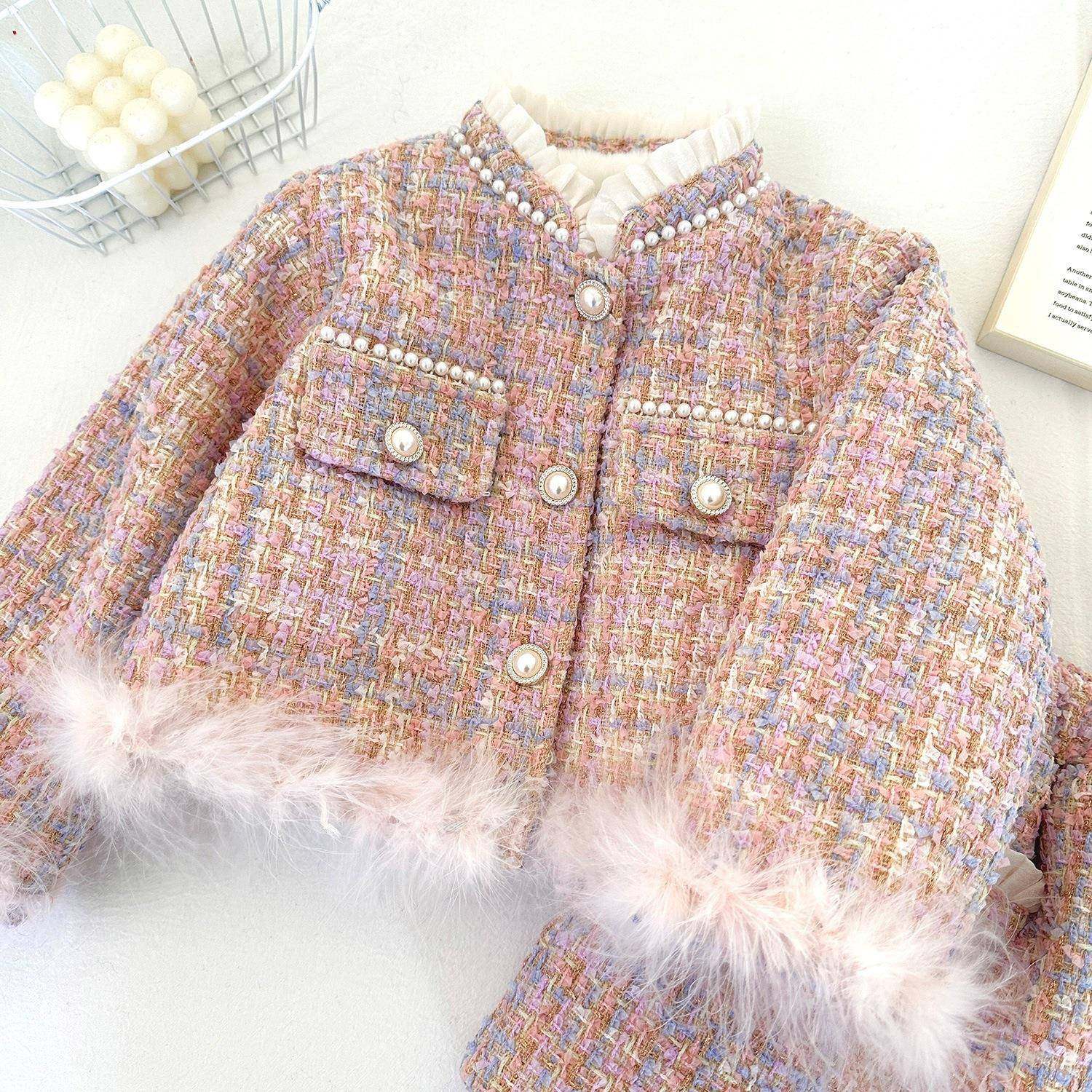 2026新款冬季女童套装粗花呢加绒加厚外套短裙女宝宝小香风两,童装/婴儿装/亲子装,儿童运动套装,淘宝优惠券,粉丝福利购,淘宝优惠卷