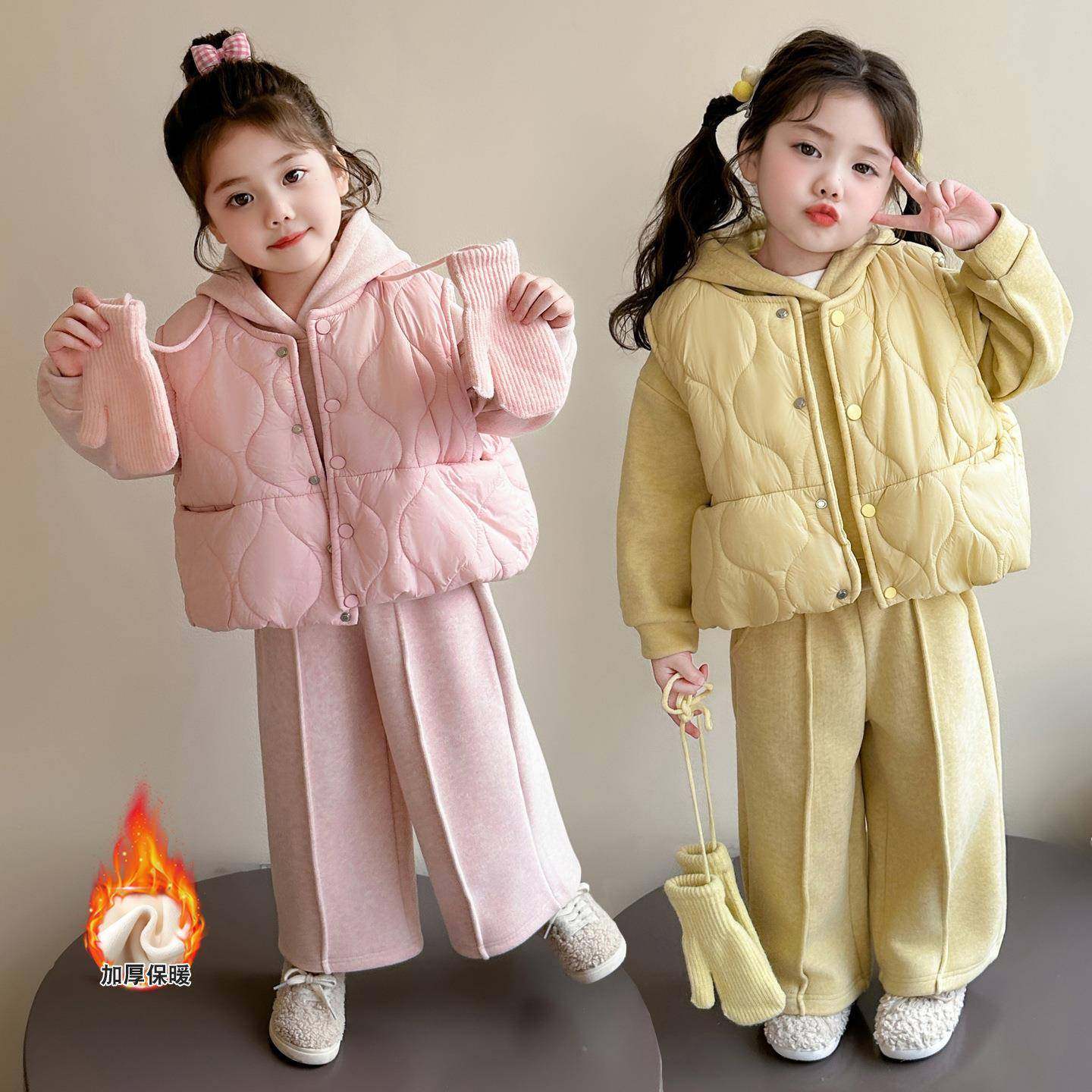 2026新款女童加绒卫衣套装秋冬洋气儿童一体绒加厚童装女宝宝,童装/婴儿装/亲子装,儿童运动套装,淘宝优惠券,粉丝福利购,淘宝优惠卷