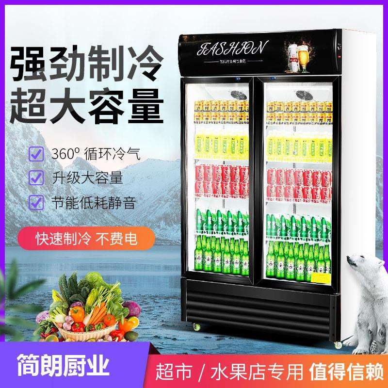 双开门立式水果啤酒冰柜冷藏单门饮料柜商用保鲜冰箱超市展示柜