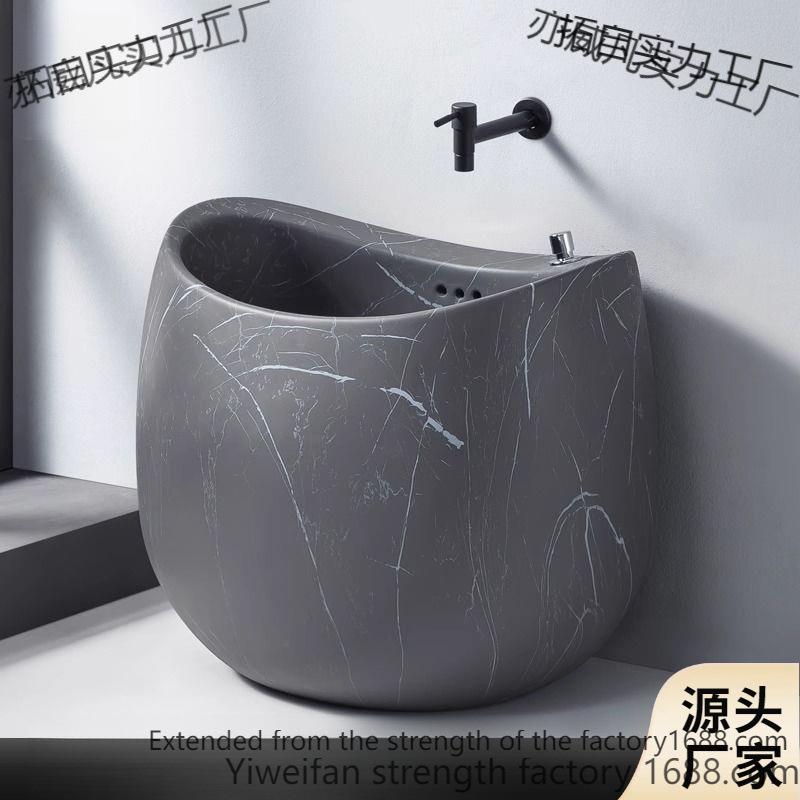 洗拖把池陶瓷家用阳台卫生间拖布池彩色墩布池子户外庭院北欧蛋形